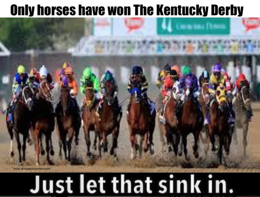 hugeplateofketchup8 jackson weimer kentucky derby day - Only horses have won The Kentucky Derby 2. than elmonths Just let that sink in.