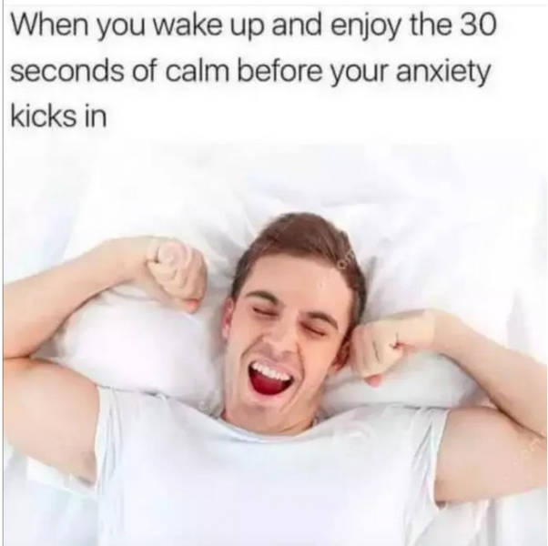 memes about anxiety - When you wake up and enjoy the 30 seconds of calm before your anxiety kicks in os