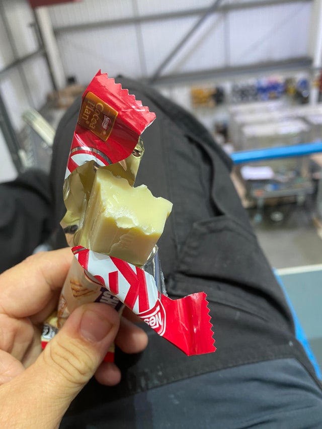 white chocolate kit kat bar with no wafer inside