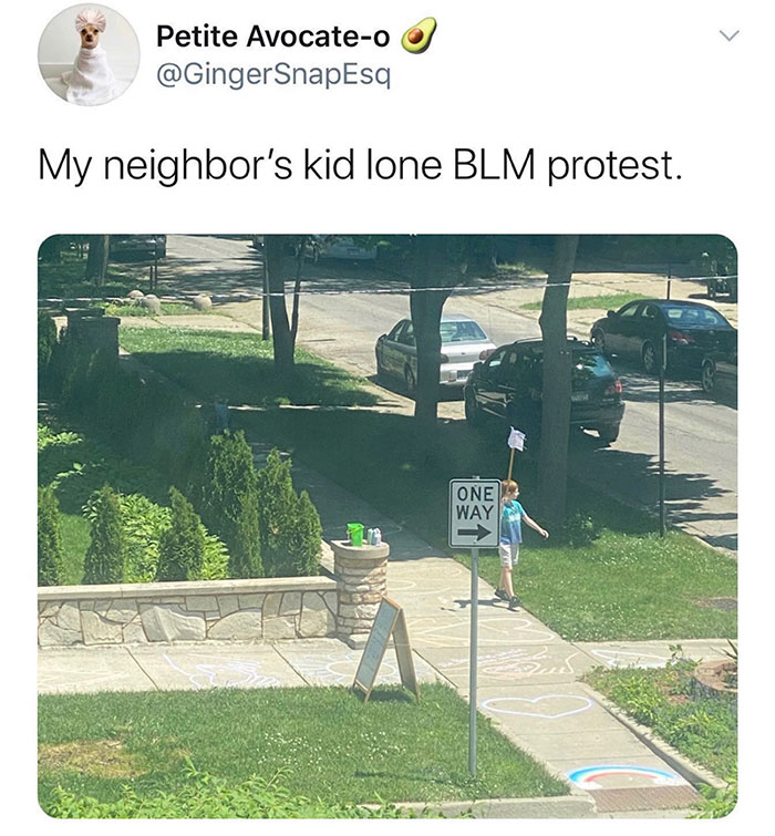 Black Lives Matter - Petite Avocateo My neighbor's kid lone Blm protest. One Way