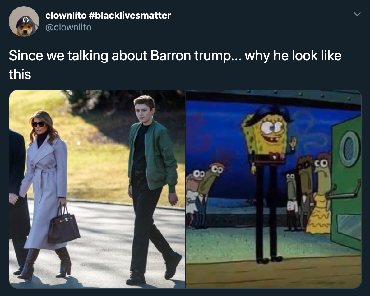 Since we talking about Barron trump... why he look this spongebob meme