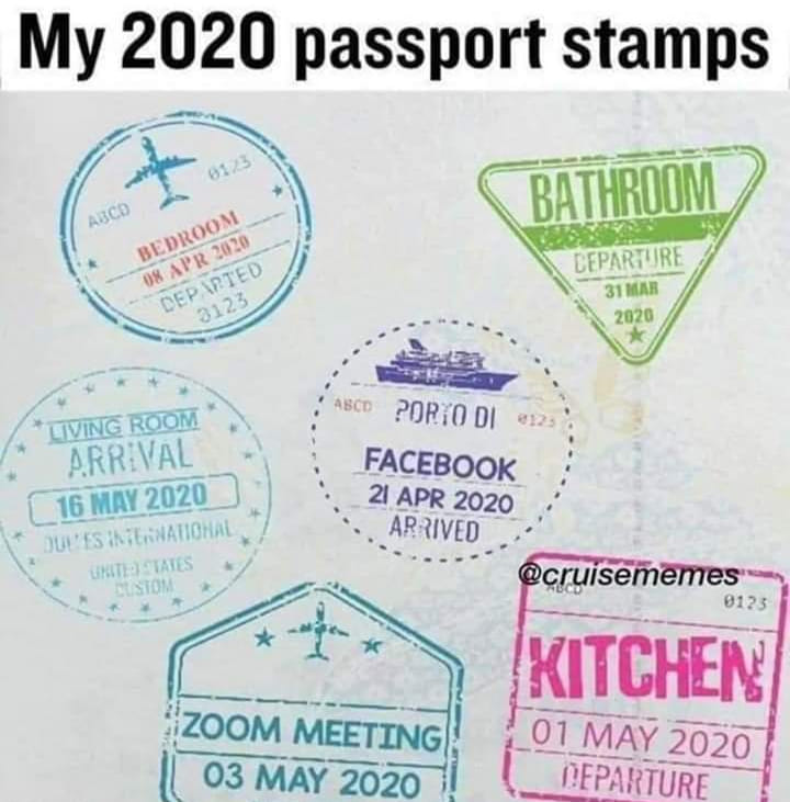Photograph - My 2020 passport stamps Bathroom Abcd Bedroom Dep Pter 3123 Ceparture Living Room Arrival Dules International Ukite States Bustom Abco Porio Di e123 Facebook Arrived 0123 Kitchen Zoom Meeting Departure