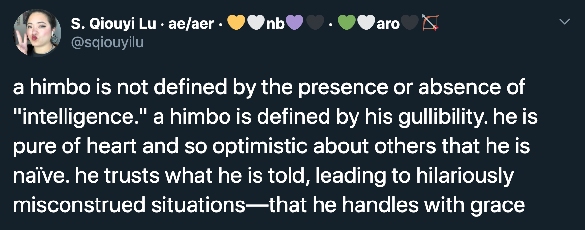 a himbo is not defined by the presence or absence of