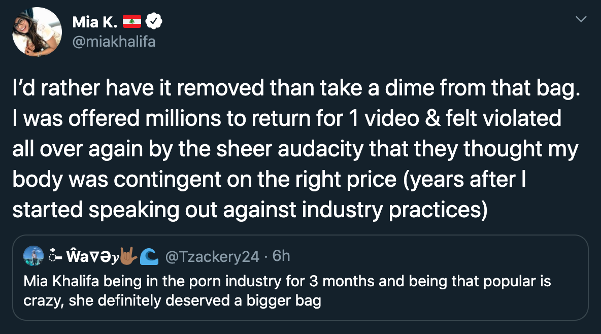 I'd rather have it removed than take a dime from that bag. I was offered millions to return for 1 video & felt violated all over again by the sheer audacity that they thought my body was contingent on the right price years after | started speaking…