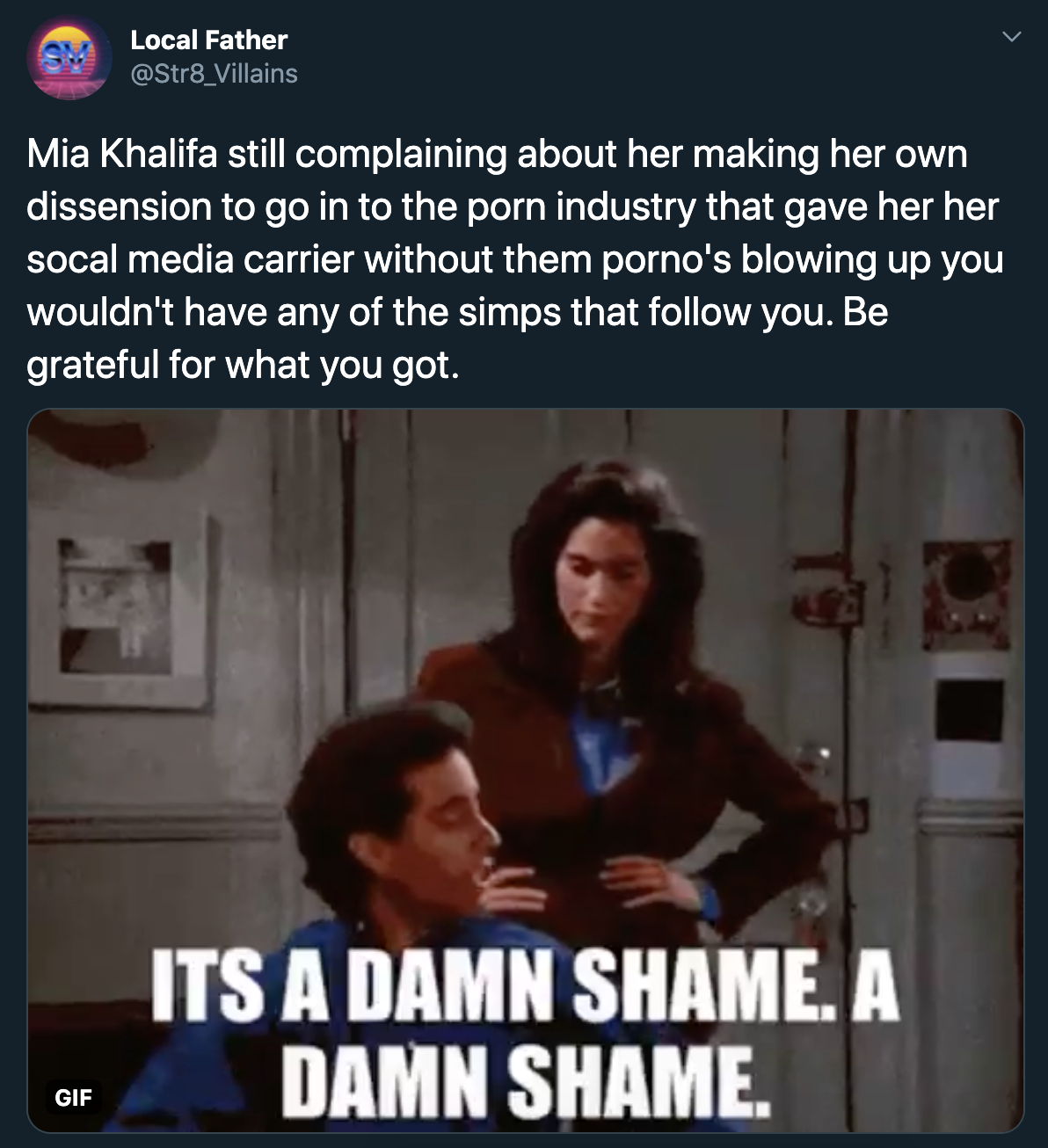Mia Khalifa still complaining about her making her own dissension to go in to the porn industry that gave her her socal media carrier without them porno's blowing up you wouldn't have any of the simps that you. Be grateful for what you got.…
