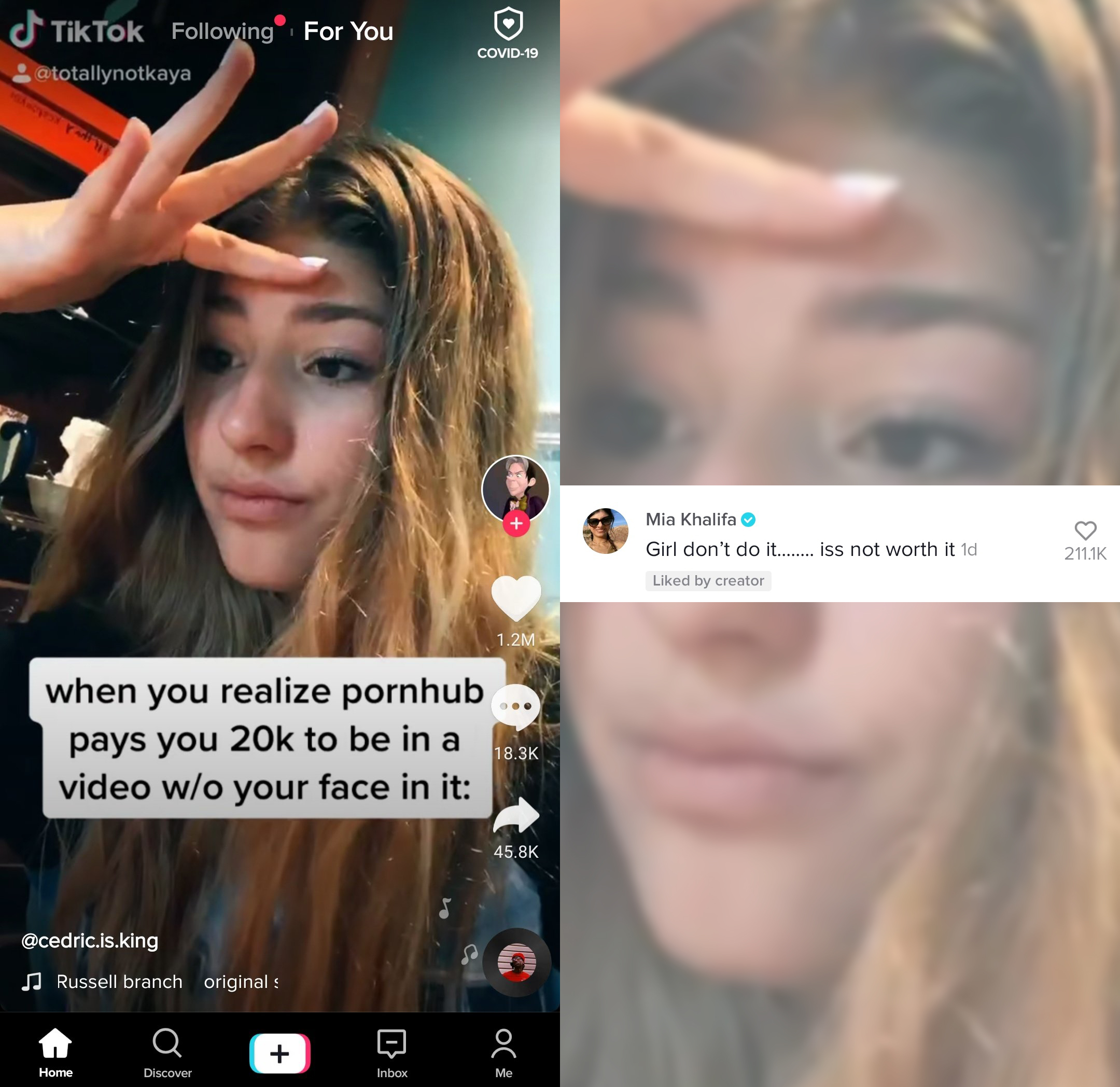 Mia Khalifa Girl don't do it....iss not worth it - when you realize pornhub pays you 20k to be in a video wo your face in it