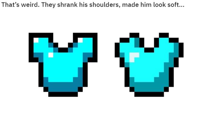 minecraft diamond armor - That's weird. They shrank his shoulders, made him look soft...