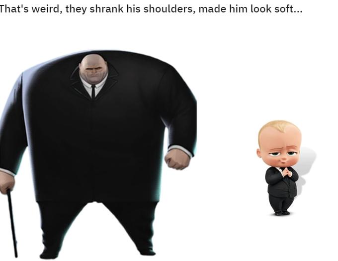 kingpin spider verse - That's weird, they shrank his shoulders, made him look soft...