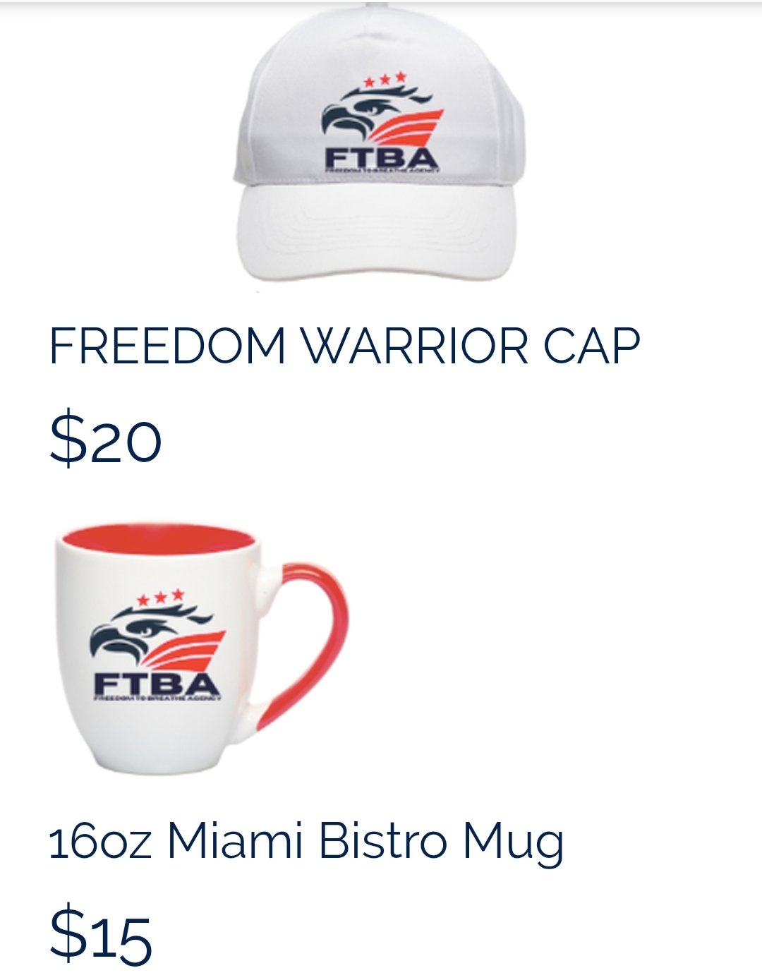 Ftba Freedom Warrior Cap $20 Ftba 16oz Miami Bistro Mug $15