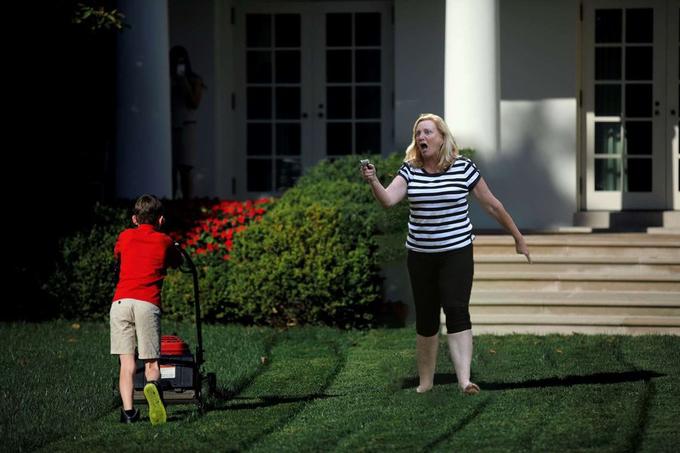 Ken and Karen - trump kid lawn mower