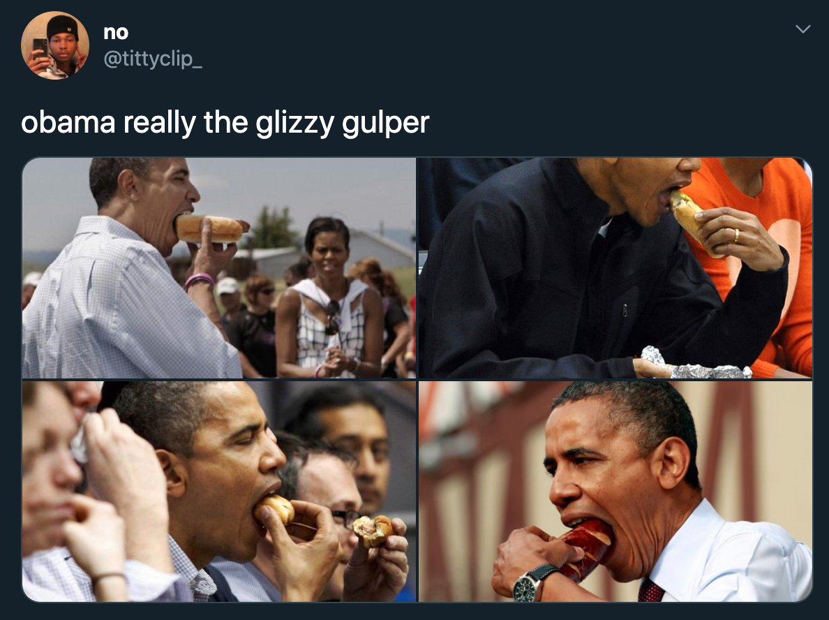 obama eating hot dog - obama really the glizzy gulper