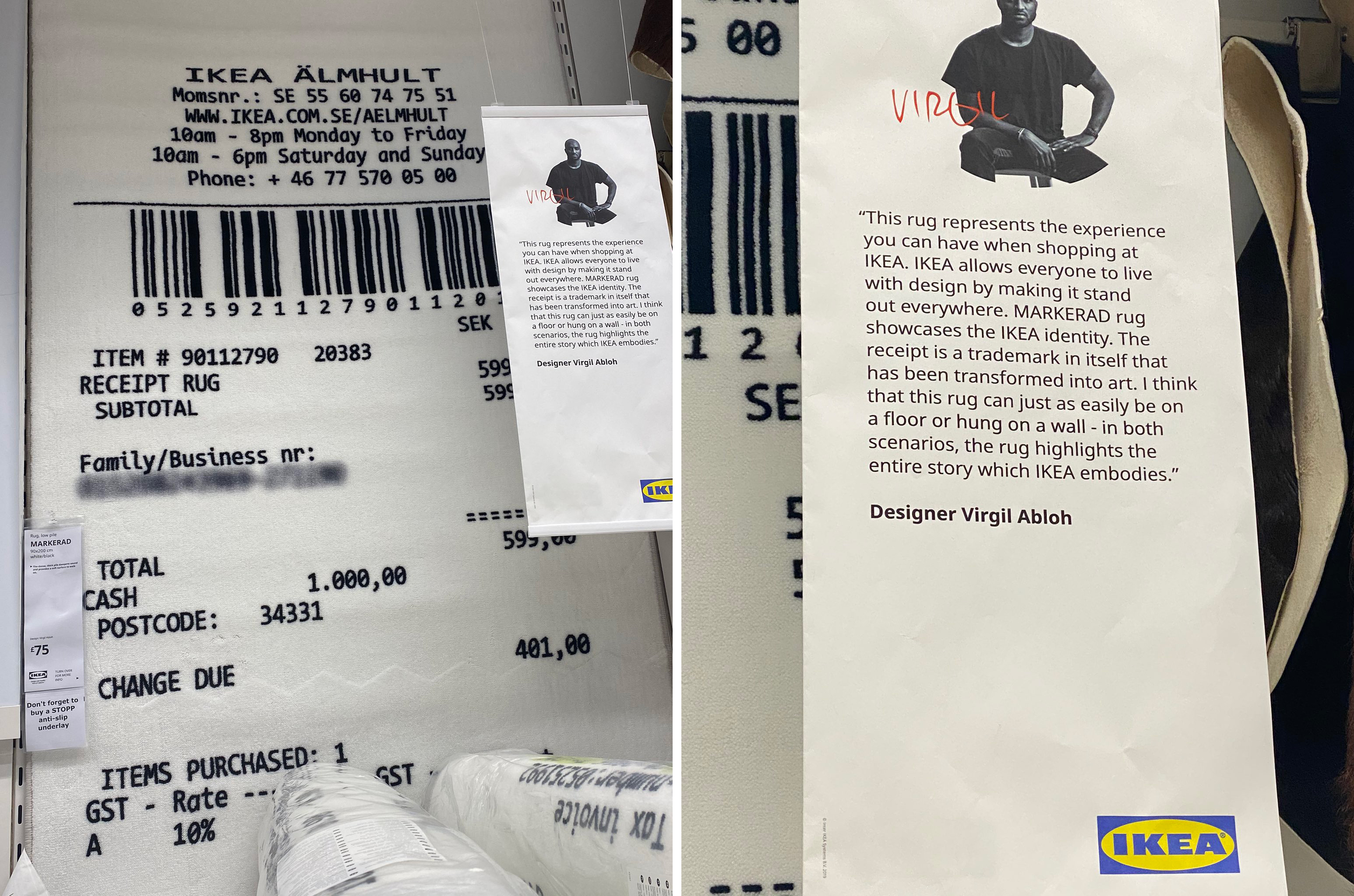 Ikea reveals rug that looks like a giant receipt