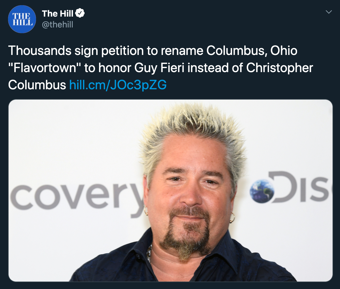 Thousands sign petition to rename Columbus, Ohio Flavortown to honor gui fieri instead of christopher columbus