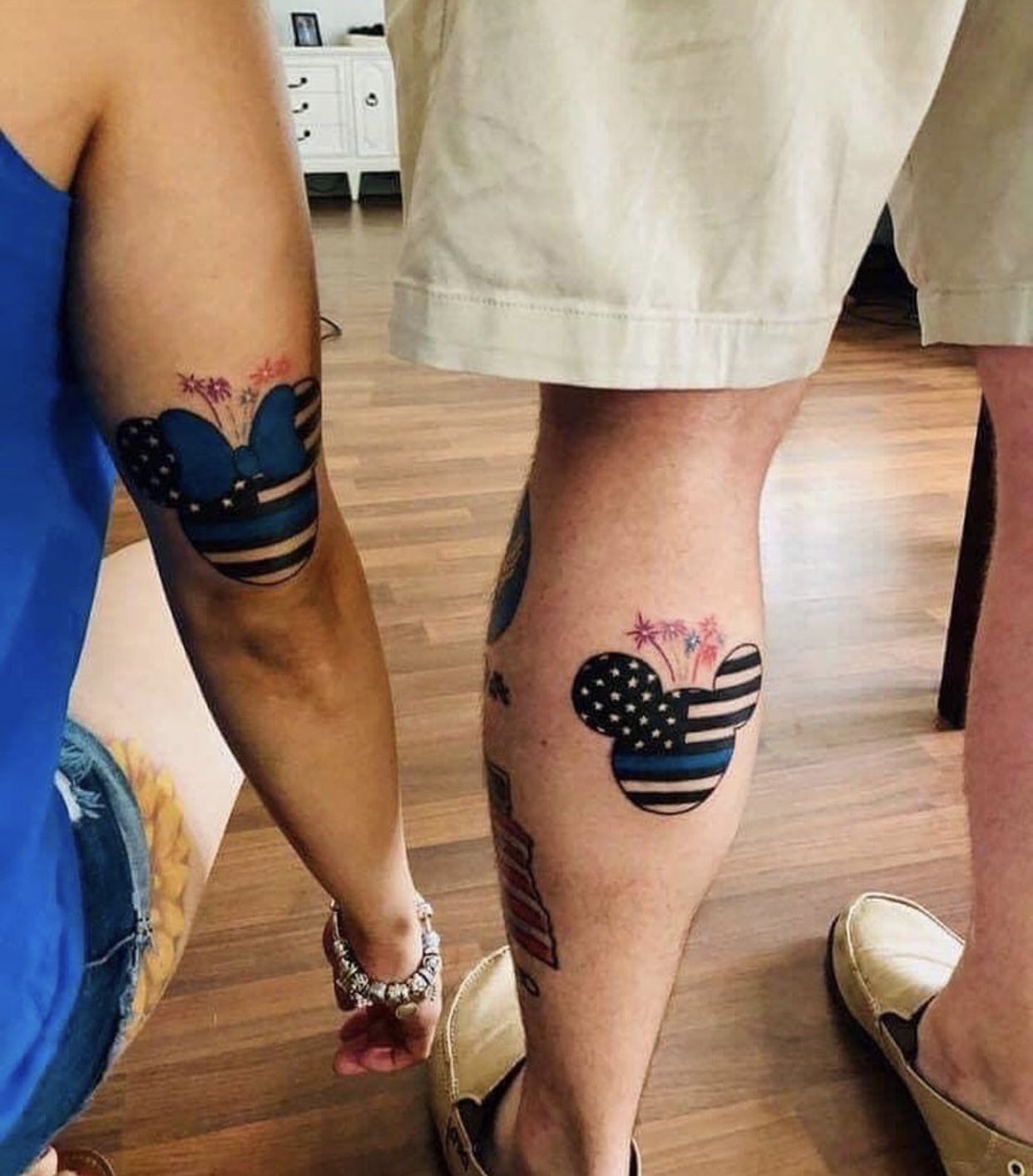 mickey mouse blue lives matter tattoo