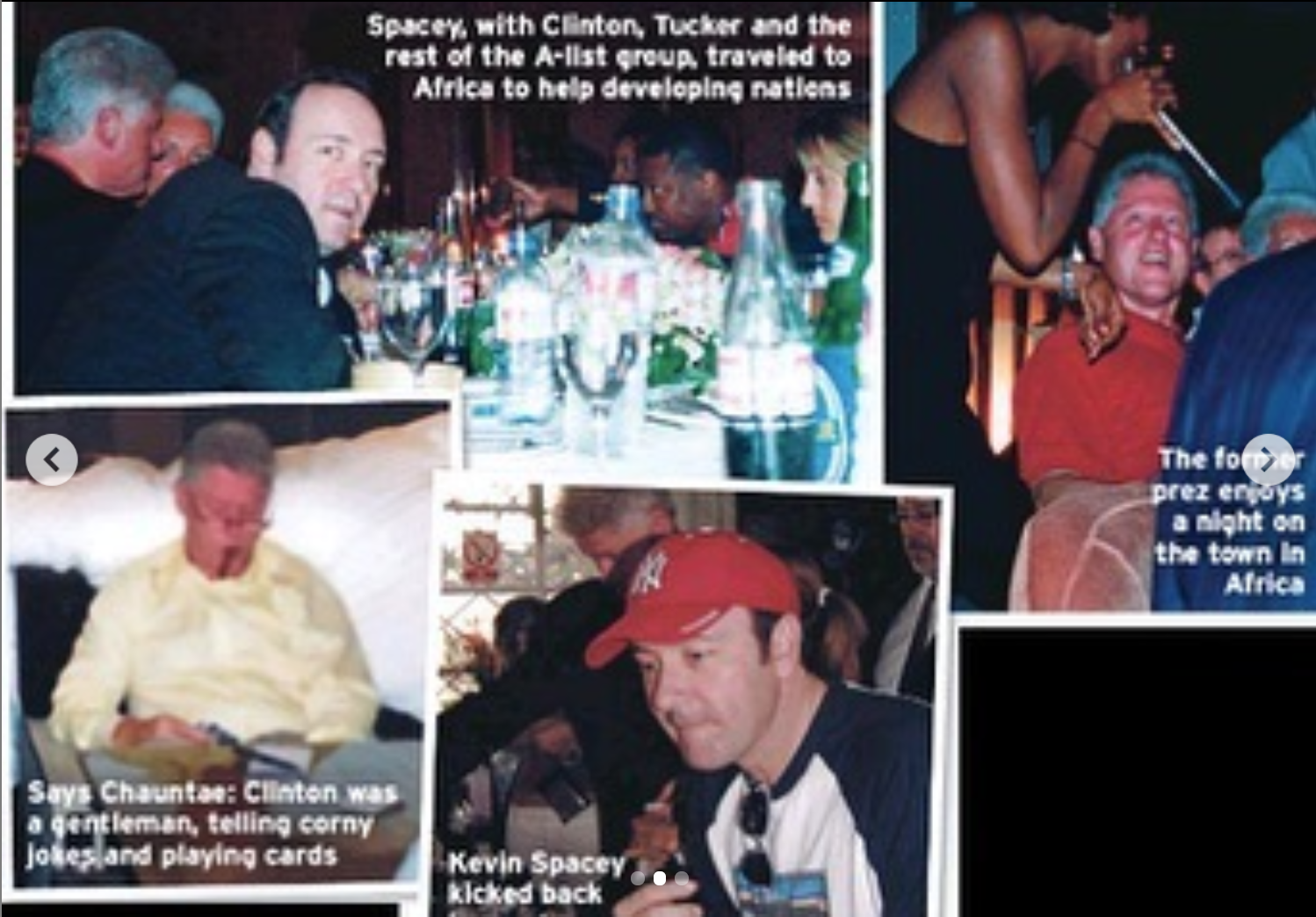 celebrities with ghislaine maxwell - event - Spacey, with Clinton, Tucker and the rest of the Alist group traveled to Africa to help developing natiens The for prez enjoys a night on the town in Africa Says Chauntao Clinton was a gentleman, telling corny