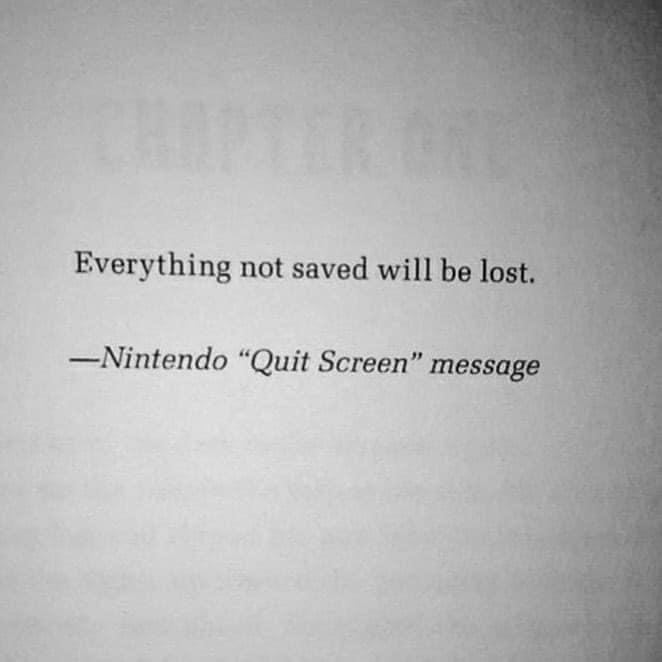 Everything not saved will be lost. Nintendo "Quit Screen" message