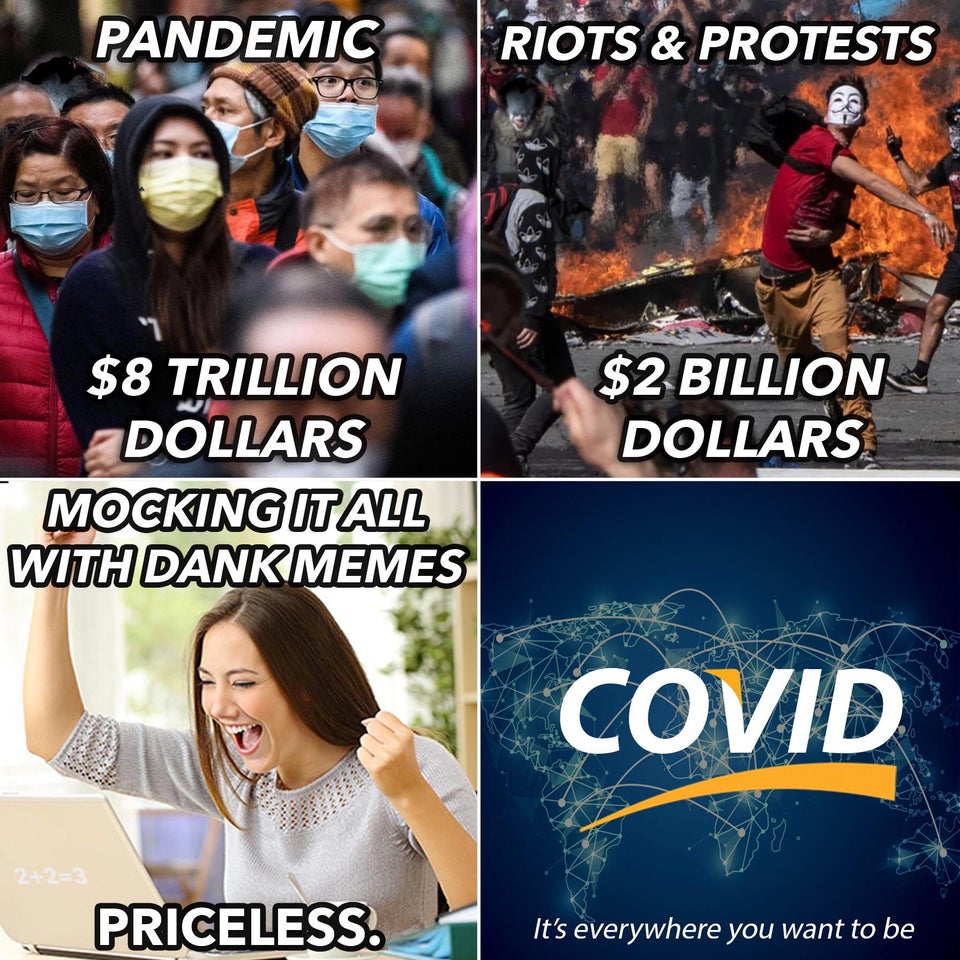 Pandemic Riots & Protests 7 $2 Billion Dollars $8 Trillion Dollars Mocking Itall With Dank Memes Covid Priceless. It's everywhere you want to be