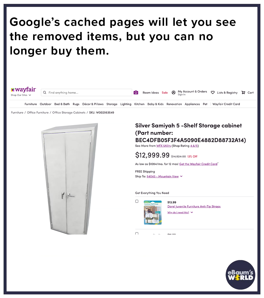 wayfair conspiracy theory - paper - Google's cached pages will let you see the removed items, but you can no longer buy them. wayfair Q Find anything home... O Room Ideas Sale A My Account & Orders Sign In Lists & Registry Cart Shop Our Sites Furniture Ou