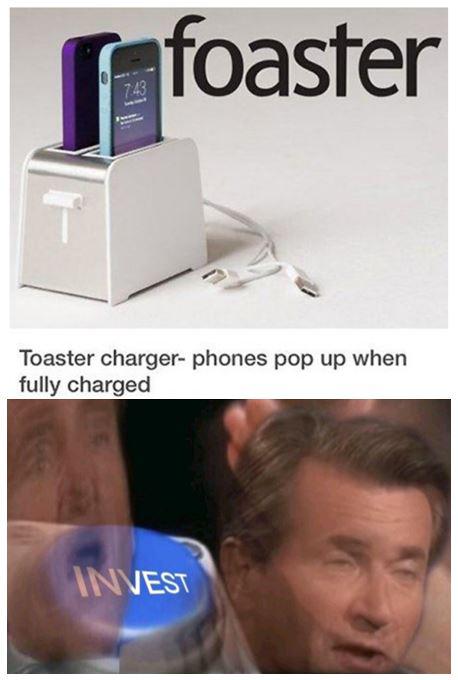 foaster Toaster charger phones pop up when fully charged Invest