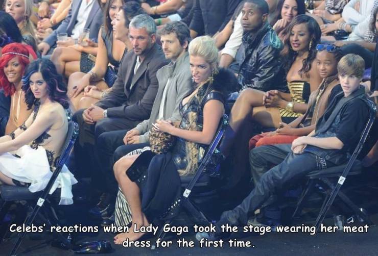 lady gaga meat dress reaction - Ween Celebs' reactions when Lady Gaga took the stage wearing her meat dress for the first time.