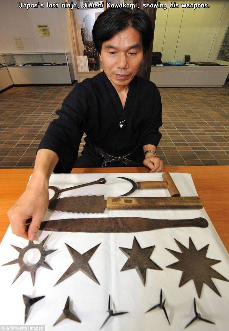 last ninja in japan - Japan's last ninja, Jinichi Kawakami, showing his weapons. AfpGetty Images