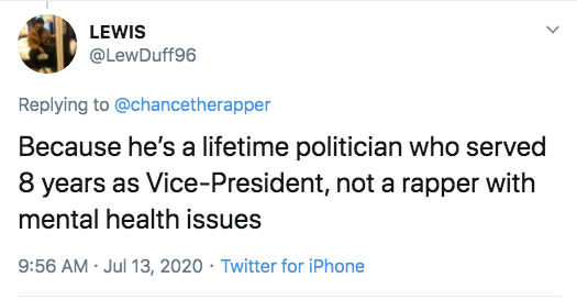 Chance The Rapper Asks Twitter Why Biden Would Be Better Than Trump, and He Gets Answers