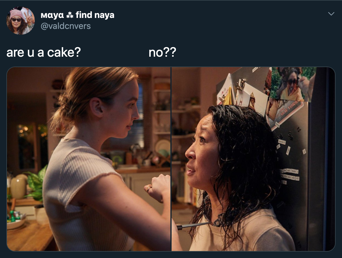 killing eve scene - Maya find naya are u a cake? no??
