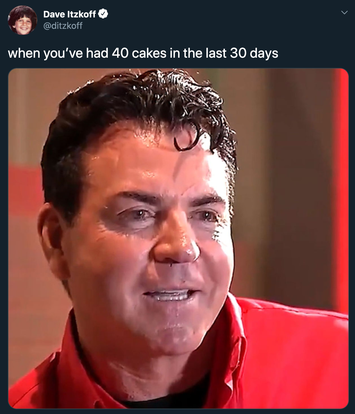 papa johns meme - Dave Itzkoff when you've had 40 cakes in the last 30 days