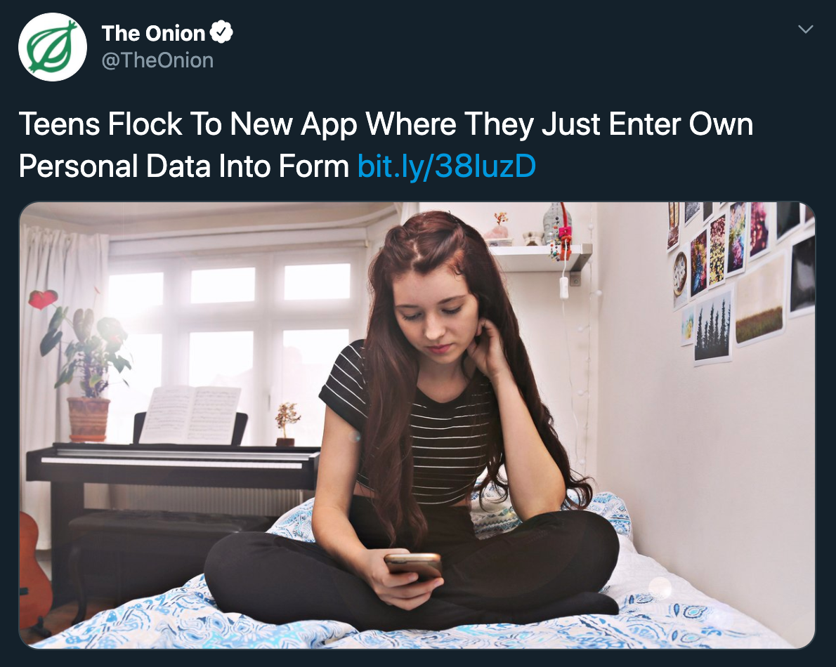 The Onion Teens Flock To New App Where They Just Enter Own Personal Data Into Form