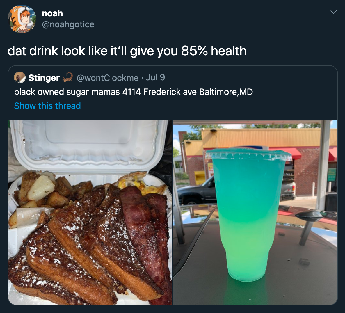 dat drink look it'll give you 85% health