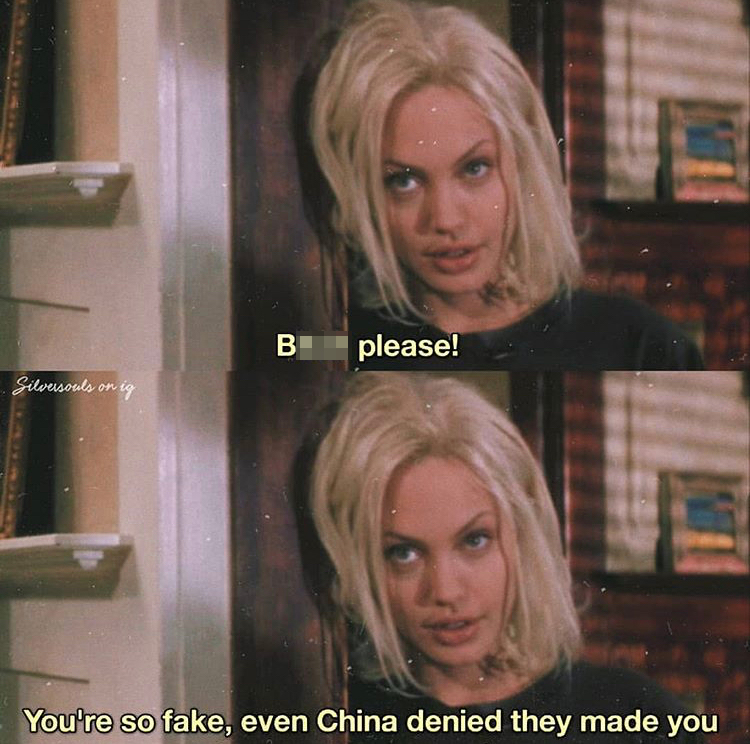 angelina jolie blonde hair - Bitch please! You're so fake, even China denied they made you