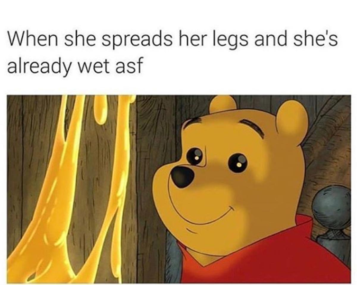 funny Winnie The Pooh sex meme - freaks only - When she spreads her legs and she's already wet asf