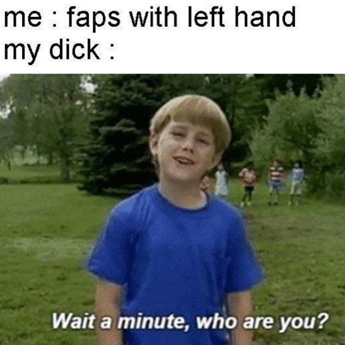 funny sex memes - wait a minute meme - me faps with left hand my dick Wait a minute, who are you?
