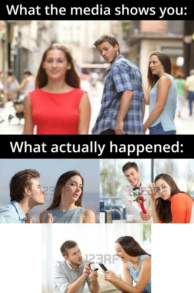 a dank meme explaining the distracted boyfriend meme it all makes sense now