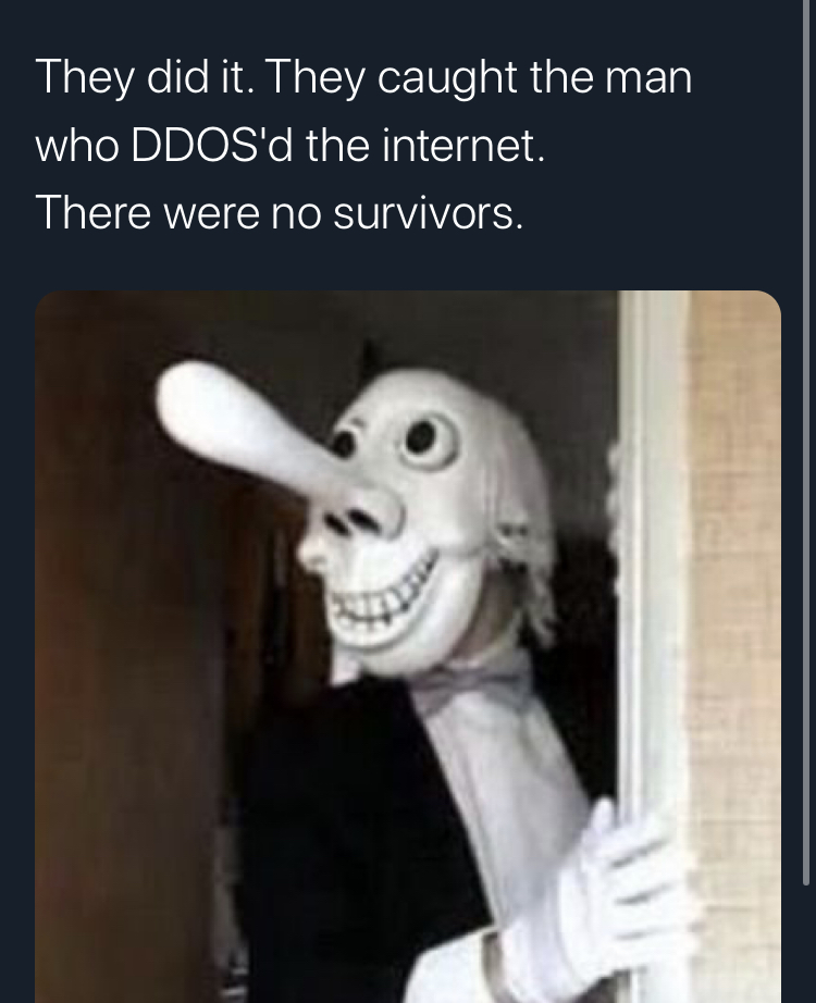 internet DDoS cloudflare mr noseybonk - They did it. They caught the man who Ddos'd the internet. There were no survivors.