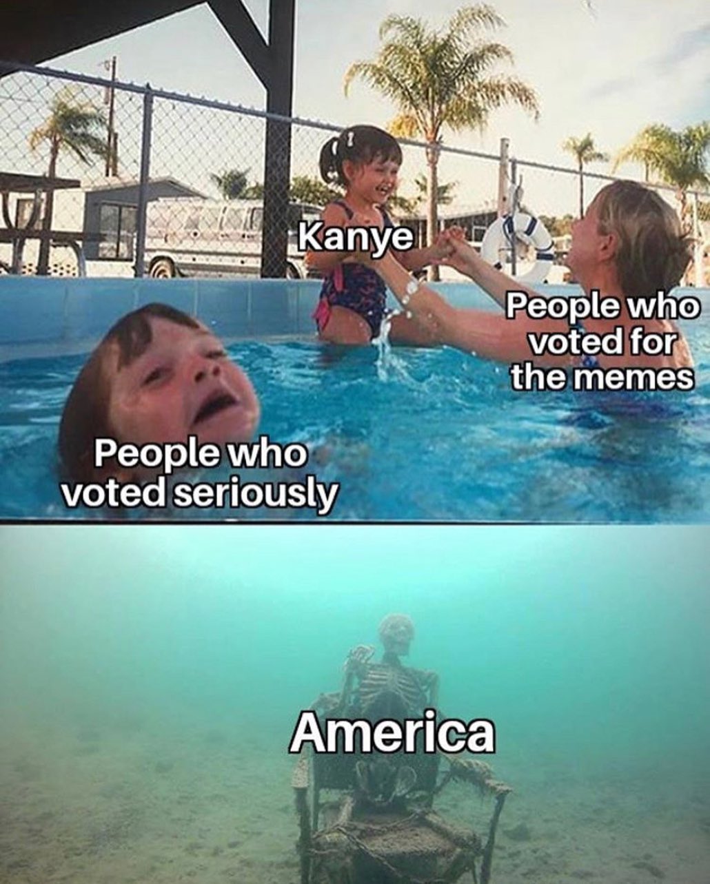 dank memes dank memes swimming pool - Kanye People who voted for the memes People who voted seriously America