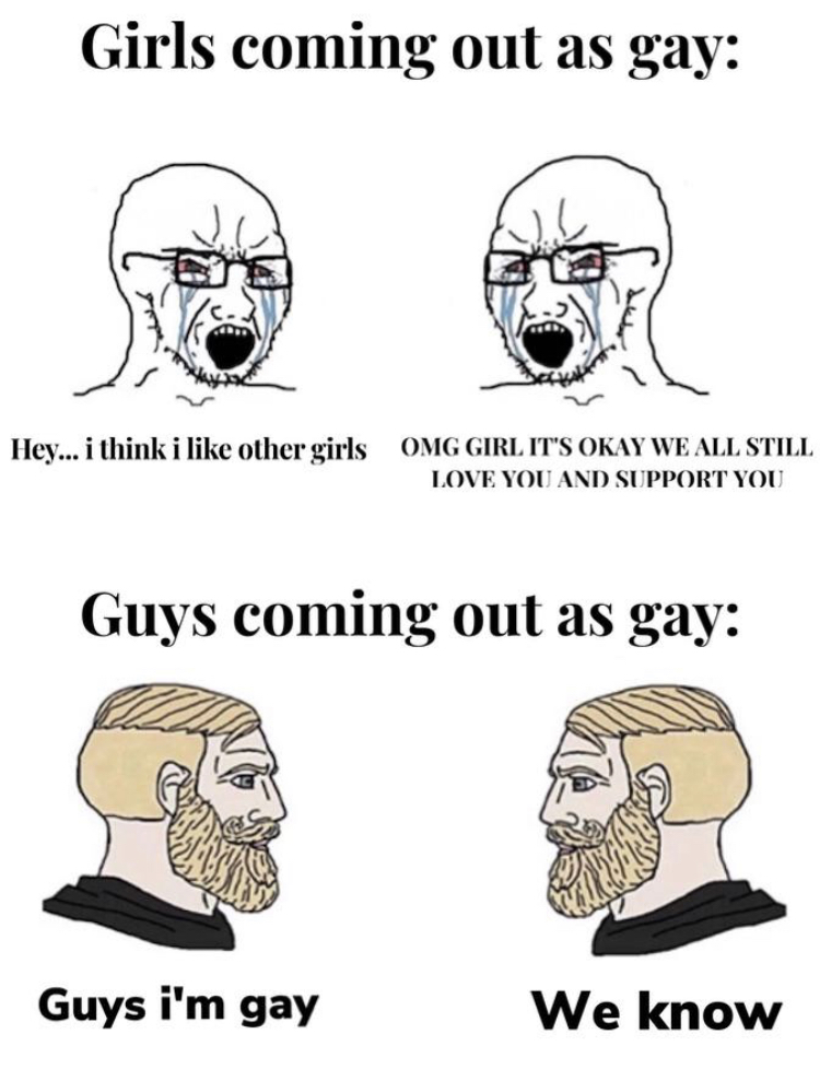dank meme - sky williams smash house - Girls coming out as gay Hey... i think i other girls Omg Girl It'S Okay We All Still Love You And Support You Guys coming out as gay Guys i'm gay We know