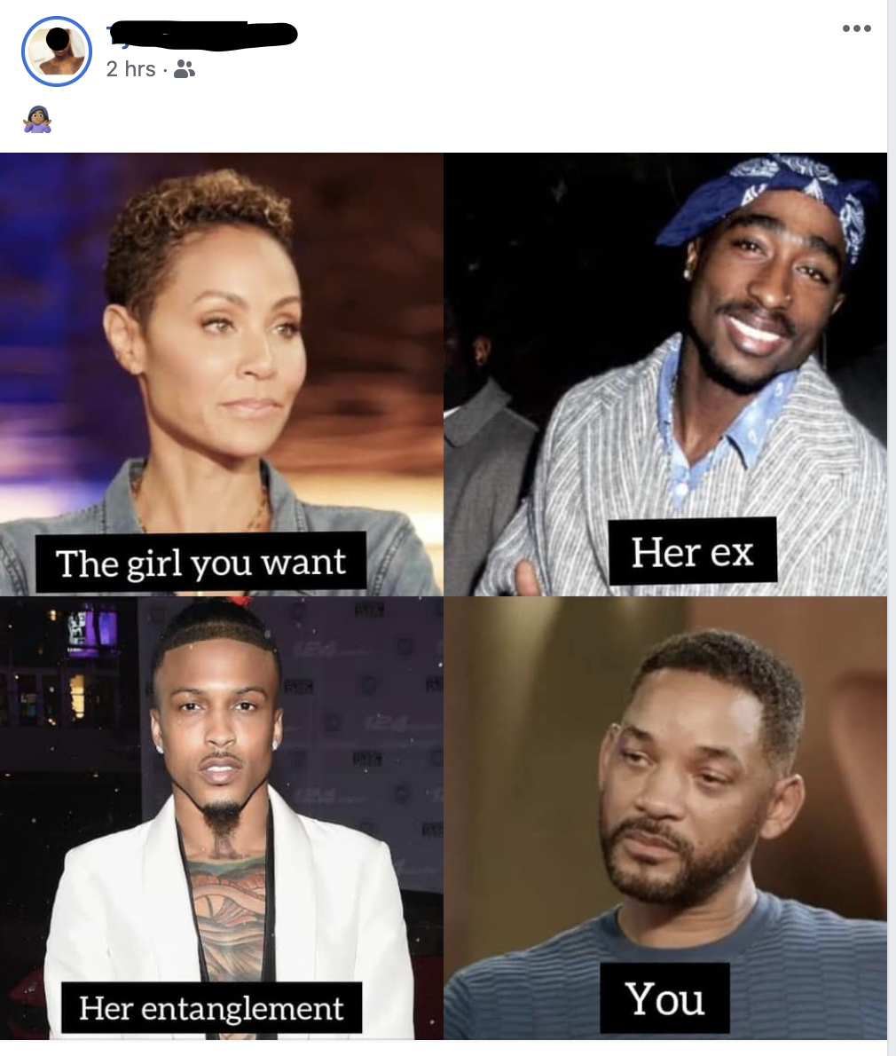 sad will smith entanglement memes -twitter entanglement - . 2 hrs The girl you want Her ex Her entanglement You