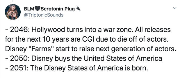 depression memes - BLMSerotonin Plug Sounds 2046 Hollywood turns into a war zone. All releases for the next 10 years are Cgi due to die off of actors. Disney "Farms" start to raise next generation of actors. 2050 Disney buys the United States of America 2