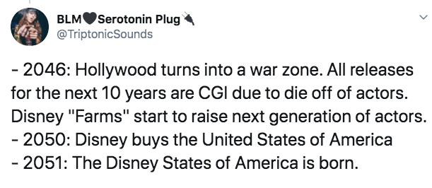 black panther twitter can white people go - BLMSerotonin Plug Sounds 2046 Hollywood turns into a war zone. All releases for the next 10 years are Cgi due to die off of actors. Disney "Farms" start to raise next generation of actors. 2050 Disney buys the U