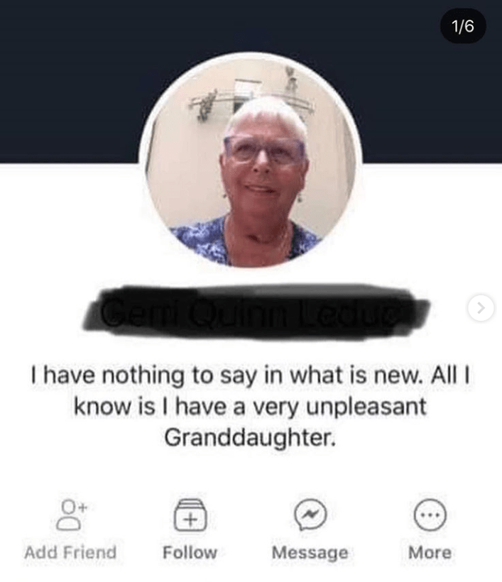 old people facebook bios - 16 I have nothing to say in what is new. Alli know is I have a very unpleasant Granddaughter. Add Friend Message More