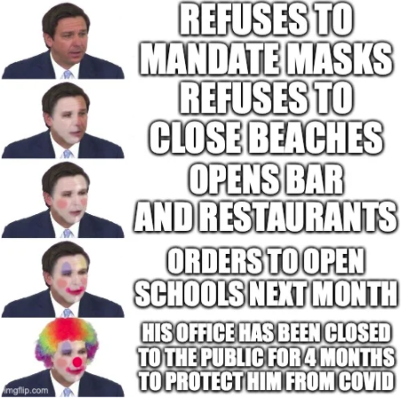human behavior - Refuses To Mandate Masks Refuses To Close Beaches Opens Bar And Restaurants Orders To Open Schools Next Month His Office Has Been Closed To The Public For 4 Months To Protect Him From Covid mgflip.com