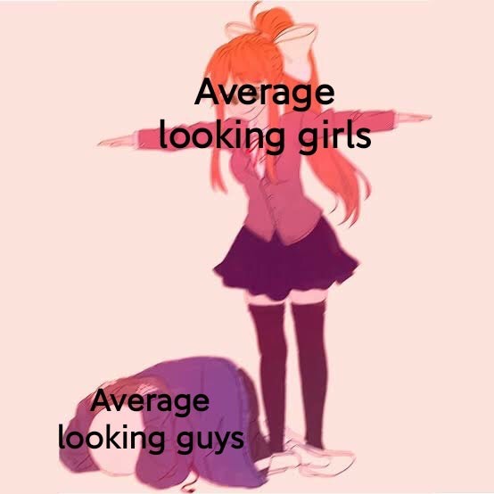 dank memes - ddlc monika t posing - Average looking girls Average looking guys