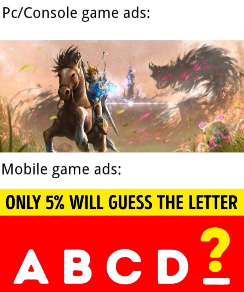 dank memes - legend of zelda breath of the wild ganon - PcConsole game ads Mobile game ads Only 5% Will Guess The Letter Abcd?