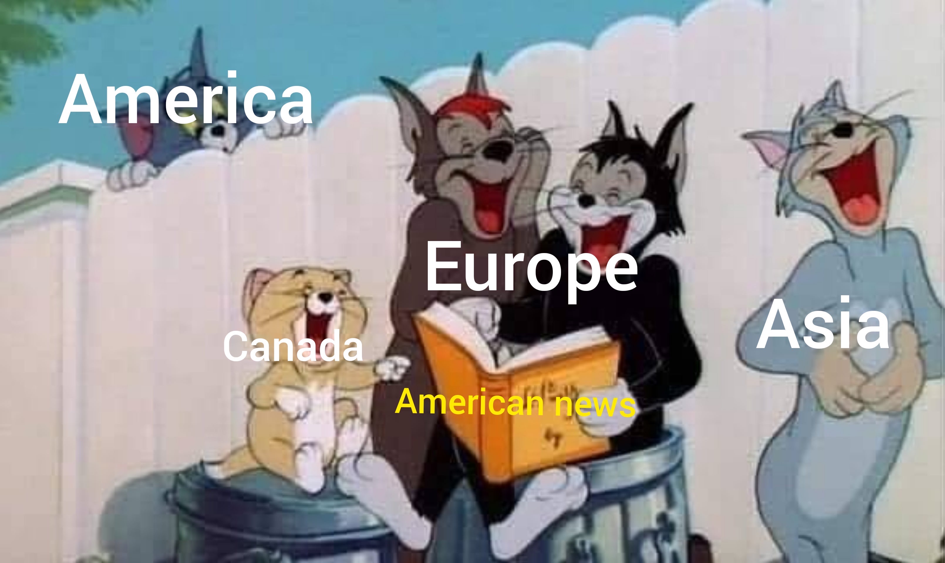 dank memes - tom and jerry meme template - America Europe Asia Canada American news