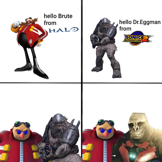 craig halo infinite memes - sonic adventure 2 - hello Brute from Halo hello Dr.Eggman from Sonic Adventure