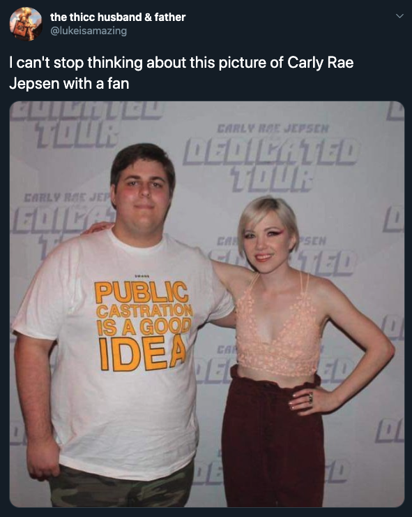 I can't stop thinking about this picture of Carly Rae Jepsen with a fan - Public Castration Is A Good Idea