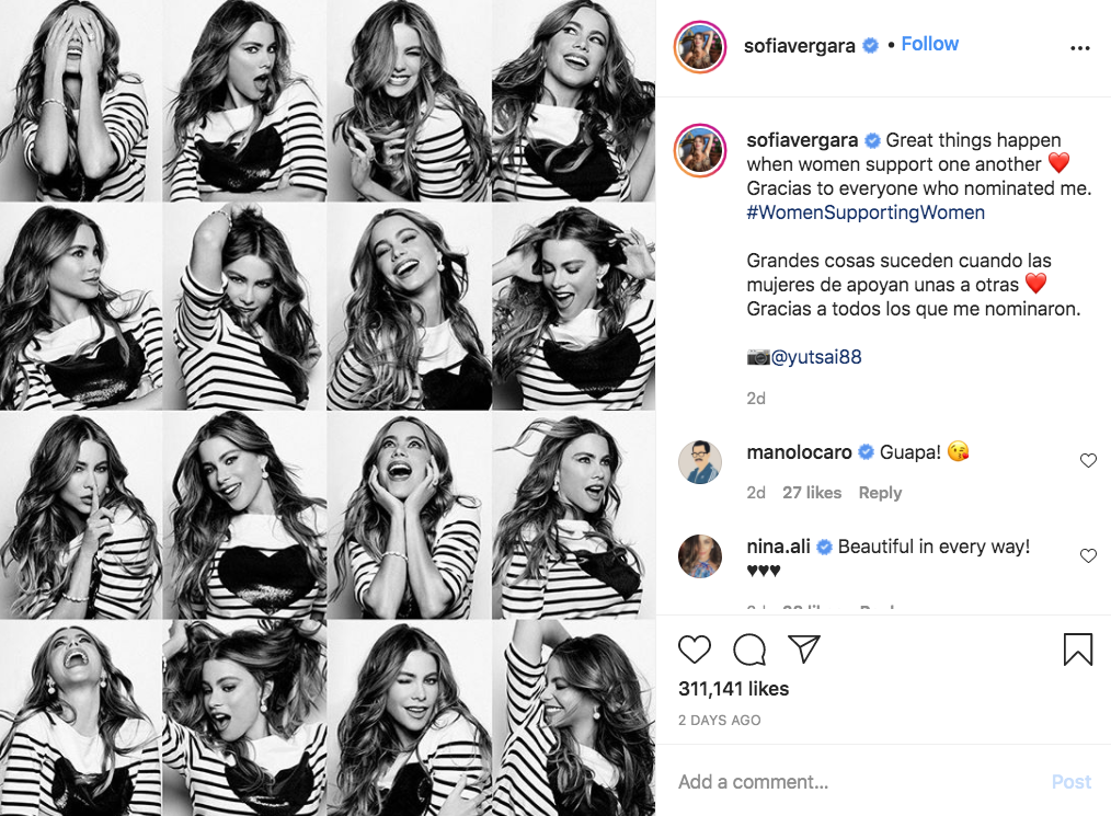 friendship - sofiavergara .. sofiavergara Great things happen when women support one another Gracias to everyone who nominated me. Supporting Women Grandes cosas suceden cuando las mujeres de apoyan unas a otras Gracias a todos los que me nominaron 2d man