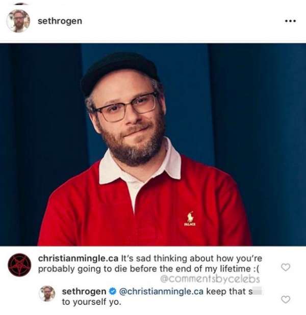 seth rogen - sethrogen christianmingle.ca It's sad thinking about how you're probably going to die before the end of my lifetime sethrogen - keep that shit to yourself yo.