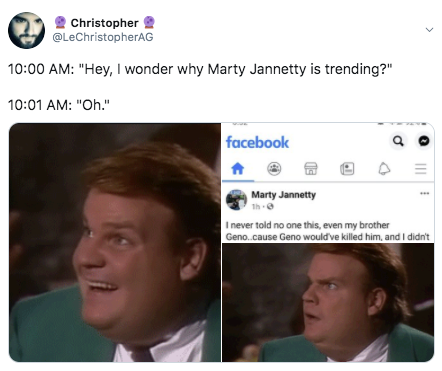 chris farley coffee crystals - Christopher "Hey, I wonder why Marty Jannetty is trending?" "Oh." facebook Marty Jannetty I never told no one this, even my brother Geno..cause Geno would've killed him, and I didn't